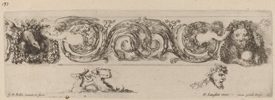 Ornamental Frise with Eagle and Lion Engarlanded by Children, sannsynligvis 1648. av Stefano della Bella