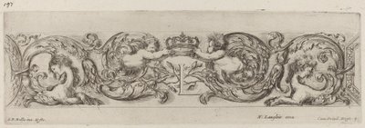 Ornamental frise med bokstaven L (Louis XIV) av Stefano della Bella