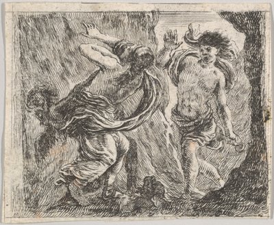 Orpheus og Eurydice, fra Game of Mythology Jeu de la Mythologie, 1644. av Stefano della Bella