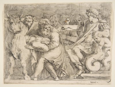 Phalaris har Perillus kastet inn i bronseoksen, 1600-tallet. av Stefano della Bella