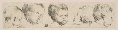 Plate 10: Five Heads of Children, fra 
