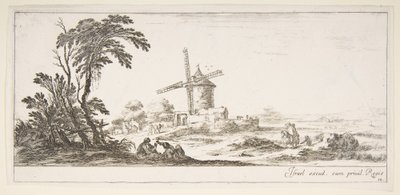 Plate 10: en familie i midten i forgrunnen, forskjellige figurer og hester i mellomgrunnen, en..., ca. 1641. av Stefano della Bella