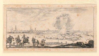 Plate 11, fra "Designs for Some Troop Conduct, Cannons, and Attacks on Towns" av Stefano della Bella