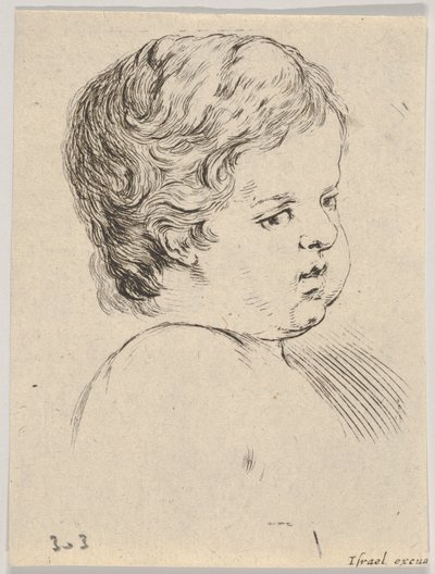 Plate 12: hodet til et barn, fra Boken for å lære å tegne Livre pour apprendre ..., ca. 1649. av Stefano della Bella