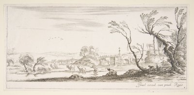 Plate 2: en bondekvinne som fjerner skoene i midten, en annen bondekvinne og to c..., ca. 1641. av Stefano della Bella