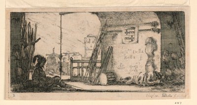 Plate 2, fra "Designs of Some Troop Conduct, Cannons, and Attacks on Towns" av Stefano della Bella