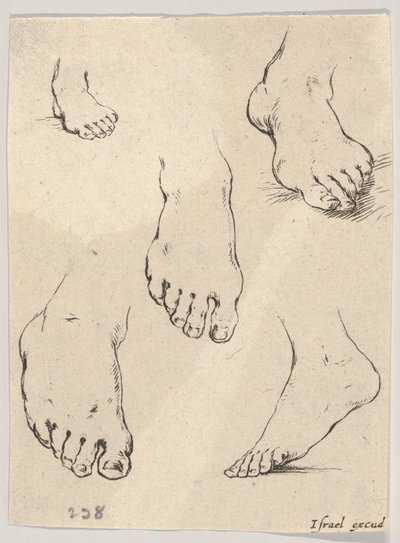 Plate 7: Fem fot, fra Boken for å lære å tegne Livre pour apprendre à dessi..., ca. 1649. av Stefano della Bella