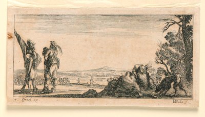 Plate 7, fra "Designs of Some Troop Conduct, Cannons, and Attacks on Towns" av Stefano della Bella