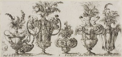 Tallerken fem fra Collection of Various Vases av Stefano della Bella
