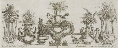 Tallerken fire fra Collection of Various Vases av Stefano della Bella