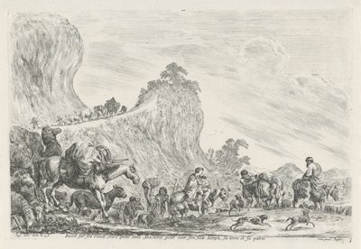 Reis van Jakob til Egypt Jakob drar på sine gamle dager uten sinne for sønnen Joseph, land og fedreland (tittel på objekt) av Stefano della Bella
