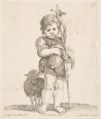 Døperen Johannes holder sin foldede kappe, ca. 1641. av Stefano della Bella