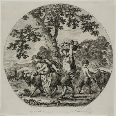 Satyr Family Walking av Stefano della Bella
