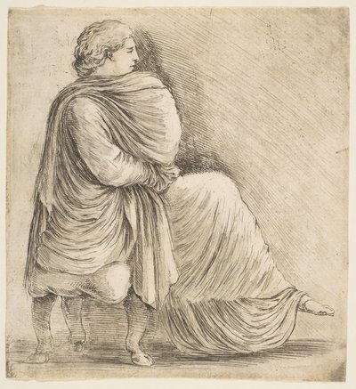 Sittende kvinne i profil etter antikke basrelieff, ca. 1660. av Stefano della Bella