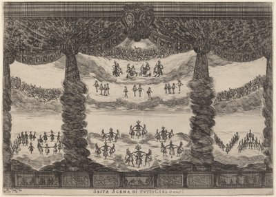 Hele himmelens sjette scene, 1637. av Stefano della Bella