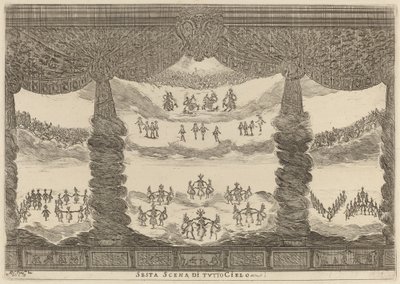 Hele himmelens sjette scene, 1637. av Stefano della Bella