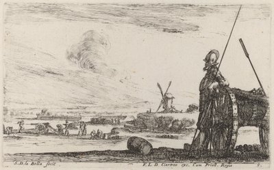 Soldat i rustning og en kanon, ca. 1641. av Stefano della Bella