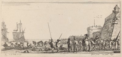 Soldater som fører tilsyn med ombordstigning, 1644. av Stefano della Bella