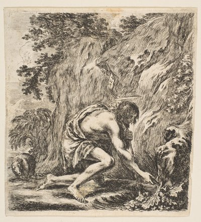 Døperen Johannes henter vann fra en kilde, ca. 1649. av Stefano della Bella