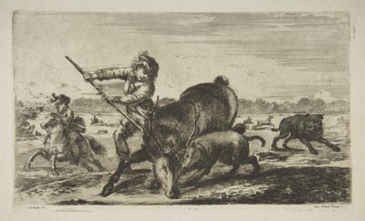 Stag at bay, fra Animal hunts Hunts for ulike dyr, ca. 1654. av Stefano della Bella