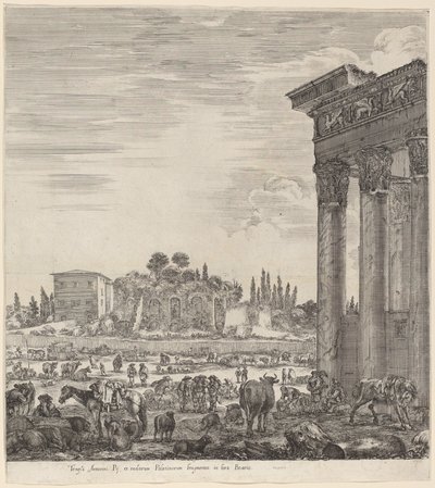 Antonius-tempelet og Campo Vaccino av Stefano della Bella