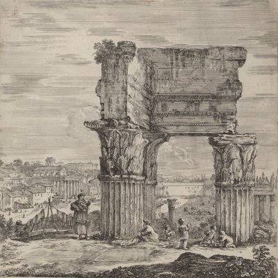 Temple of Concord og Forum Romanum, 1656. av Stefano della Bella