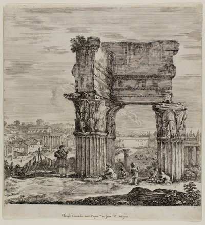 Concordia-tempelet og Forum Romanum av Stefano della Bella