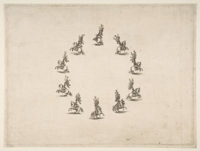 Ti kavalerere som danner en sirkel, 1652. av Stefano della Bella