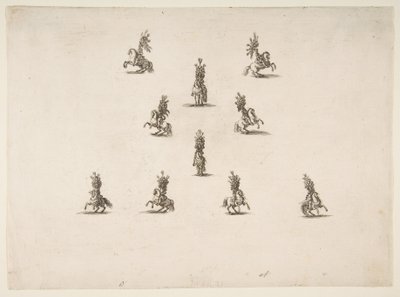 Ti kavalerere inkludert fem som danner en V, 1652. av Stefano della Bella