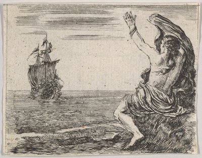 Theseus og Ariadne, fra Game of Mythology Jeu de la Mythologie, 1644. av Stefano della Bella