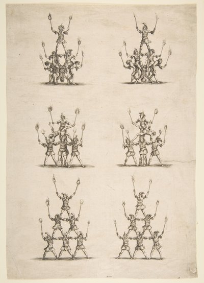Trettiseks akrobater i seks grupper, 1652. av Stefano della Bella
