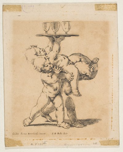 Tre barn med et brett, ca. 1638. av Stefano della Bella