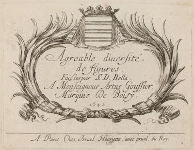 Tittelside for "Hyggelig mangfold av figurer" av Stefano della Bella