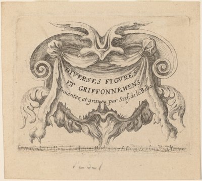 Tittelside for forskjellige figurer og doodler, 1646. av Stefano della Bella