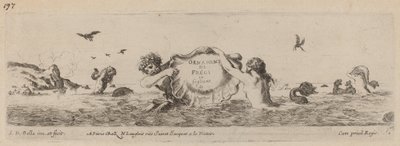Tittelside for ornamenter av friser og fogliani, sannsynligvis 1648. av Stefano della Bella