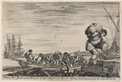 Tittelside for utsikt over havnene i havet, 1647. av Stefano della Bella