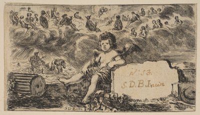 Tittelside: Cupid, fra Game of Mythology Jeu de la Mythologie, 1644. av Stefano della Bella