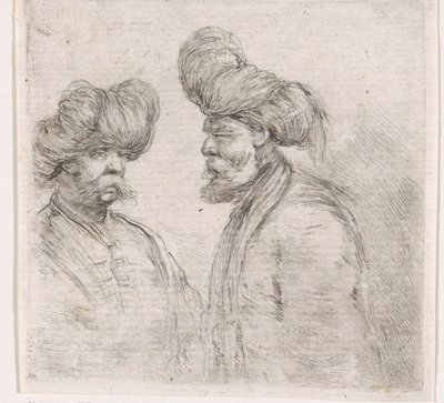 To tyrkiske menn med barter og turbaner av Stefano della Bella