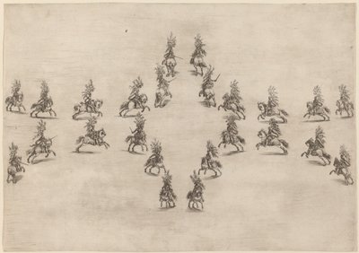 Tjuefire kavalerer i en oval, 1652. av Stefano della Bella
