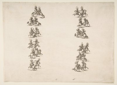 Tjuefire kavalerere kjemper i to kolonner, 1652. av Stefano della Bella