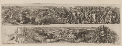To dekorative band med lenkede leoparder og ørner, sannsynligvis 1648. av Stefano della Bella