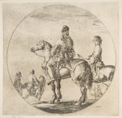 To polske ryttere med hestene vendt mot venstre, fra Figures on Horseback Cavali..., ca. 1651. av Stefano della Bella
