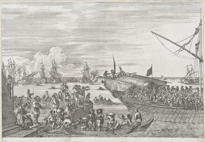 Avgang fra et bysseskip i havnen i Livorno Livorno havn (serietittel) Vues de port de Livourne (serietittel) av Stefano della Bella