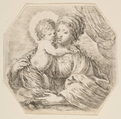 Virgin and Christ Child, en åttekantet komposisjon, ca. 1649. av Stefano della Bella