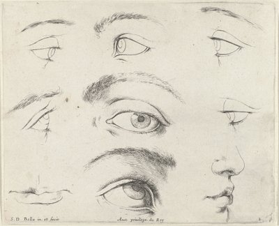 Syv øyne, to munner og en nese Prinsippene for tegning (serietittel) I principii del disegno (serietittel) av Stefano della Bella