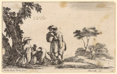 To pilegrimer hviler ved et tre av Stefano della Bella