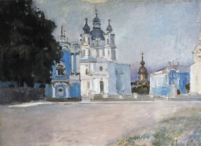 Le couvent Smolny a St. Petersburg (Smolny-klosteret i St. Petersburg) - Maleri av Stepan Petrovich Yaremich (1869-1938/1939) - Olje på lerret, tidlig på 1900-tallet, russisk kunst, tidlig på 1900-tallet - State Hermitage, Saint Petersburg av Stepan Yaremich