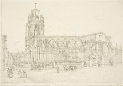 Sørvisning av St Mary Redcliffe Church, ca. 1835 (blyant på papir) av Stephen C. Jones