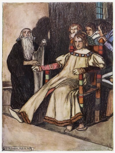 Illustrasjon for Siegfried the Dragon-Slayer (farge litho) av Stephen Reid