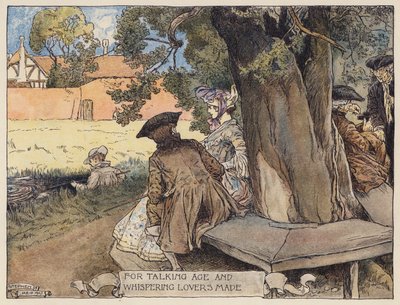 Illustrasjon til Den øde landsbyen av Oliver Goldsmith (fargelitografi) av Stephen Reid